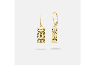 Coach Quilted Signature Drop Earrings In Gold/black