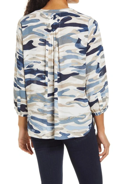 Shop Nydj High/low Crepe Blouse In Park River Camo