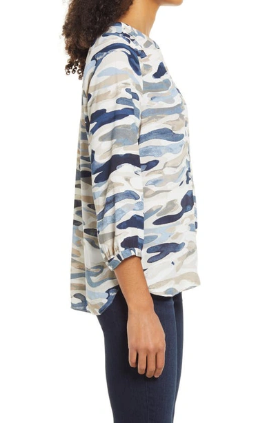 Shop Nydj High/low Crepe Blouse In Park River Camo