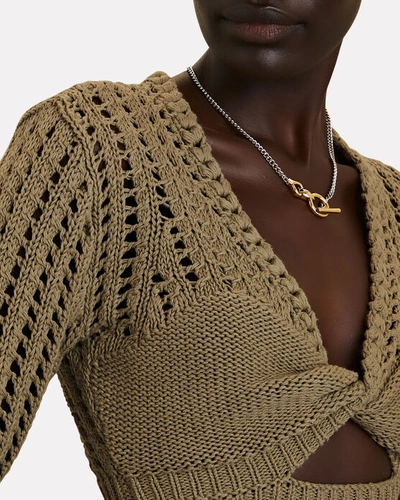 Shop Jonathan Simkhai Nile Crochet Knit Crop Top In Green