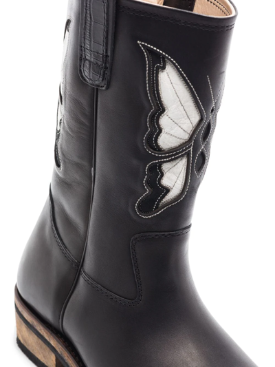 Shop Our Legacy Embroidered Leather Boots In Schwarz