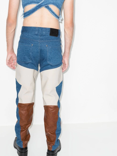Shop Gmbh Panelled Straight-leg Jeans In Blau