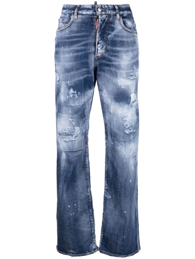 Shop Dsquared2 High-waisted Tie-dye Jeans In Blue