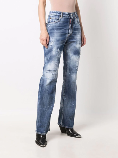 Shop Dsquared2 High-waisted Tie-dye Jeans In Blue