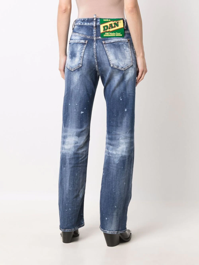 Shop Dsquared2 High-waisted Tie-dye Jeans In Blue