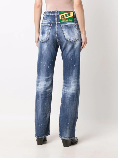 Dsquared2 High-waisted Tie-dye Jeans In Blue