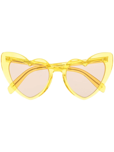 Shop Saint Laurent Heart-shaped Sunglasses In Gelb