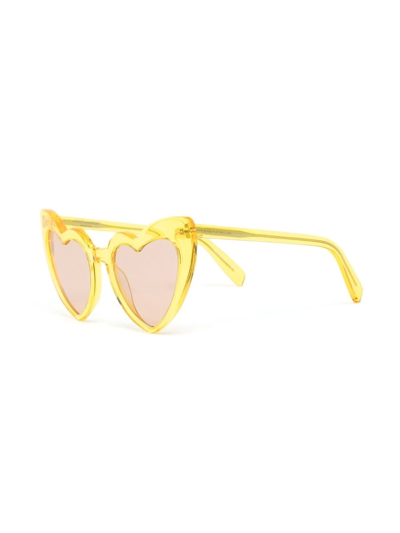 Shop Saint Laurent Heart-shaped Sunglasses In Gelb