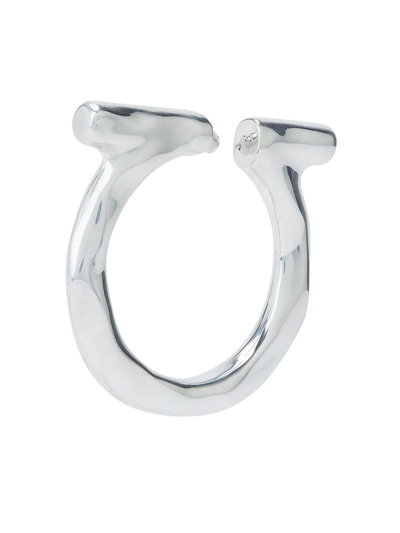 Shop Ferragamo Gancini Hoop Earrings In Silber