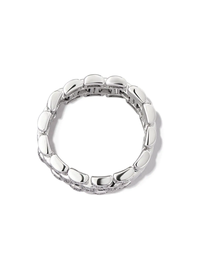 Shay 18k White Gold Rail Link Diamond Ring In Silber