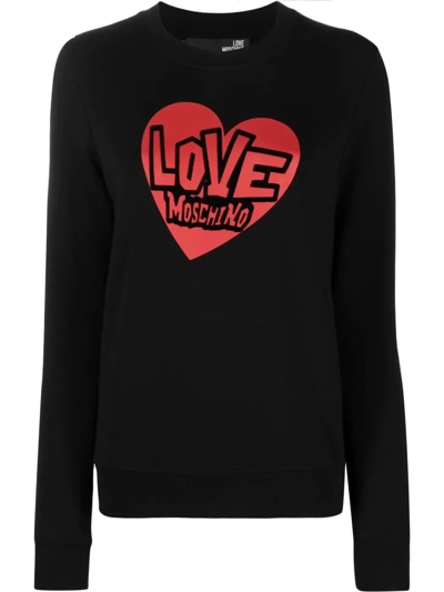 Shop Love Moschino Logo-print Sweatshirt In Schwarz
