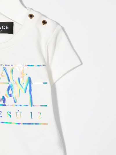 Shop Versace Logo-print Short-sleeve T-shirt In White
