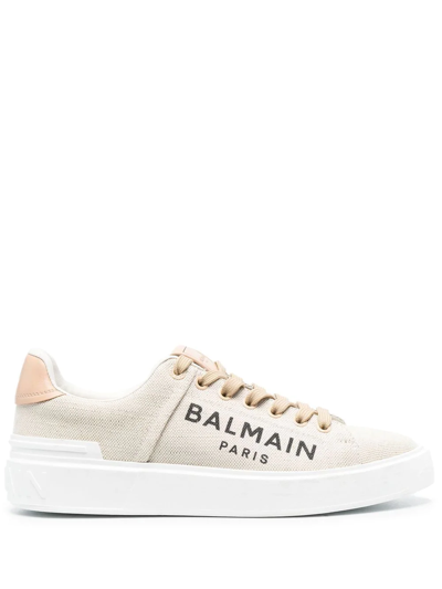Shop Balmain B-court Low-top Sneakers In Neutrals