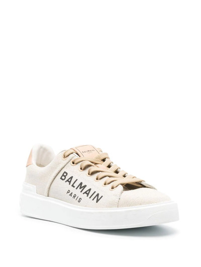 Shop Balmain B-court Low-top Sneakers In Neutrals