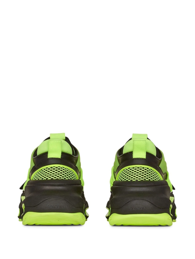 Shop Balmain B-bold Low-top Sneakers In Green