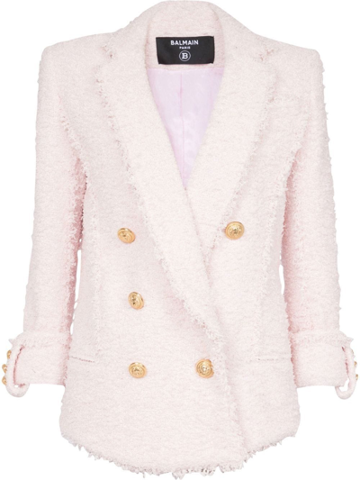 Balmain Double-breasted Cropped Sleeve Blazer In Rose Poudre | ModeSens