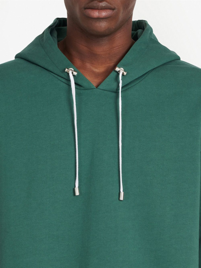 Shop Balmain Short-sleeved Cotton Hoodie In Green