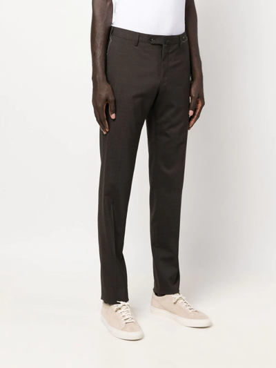 Pt Torino Tailored-cut Tapered Trousers In Braun