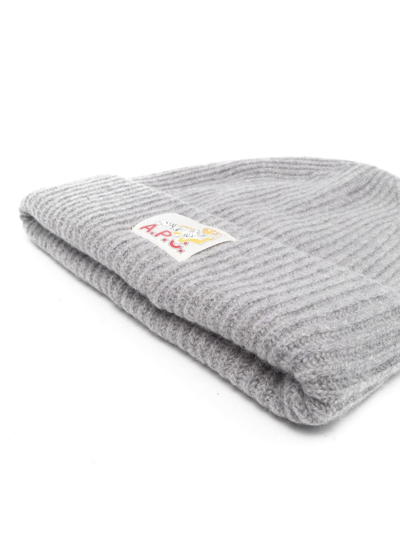 Shop Apc Andrew Ribbed-knit Beanie In Grau