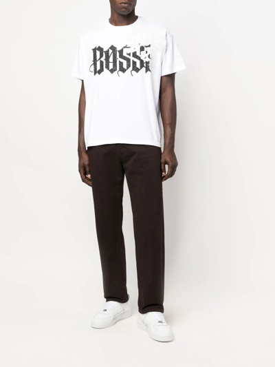 Shop Bossi Sportswear Logo-print Short-sleeved T-shirt In Weiss