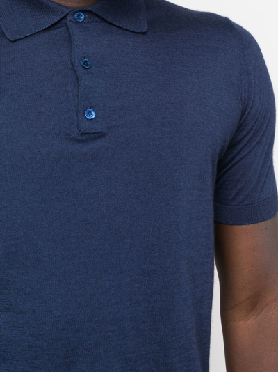 Shop Colombo Knitted Polo Shirt In Blau