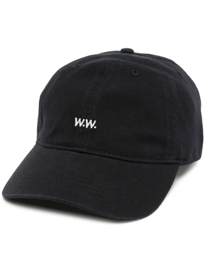 Shop Wood Wood Logo-embroidered Cotton Cap In Black