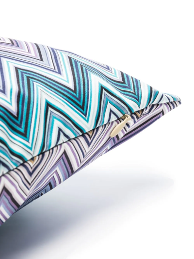 Missoni Blue Jarris Zigzag Cotton Cushion In Grey