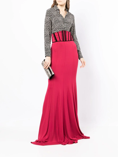 Shop Zuhair Murad High-waisted Tuxedo Fishtail Skirt In Rot