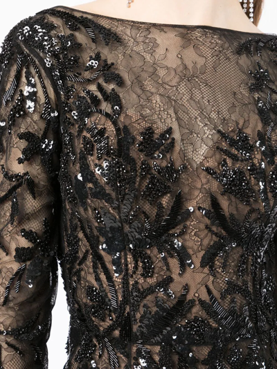 Shop Zuhair Murad Sequinned Floral-lace Gown In Schwarz