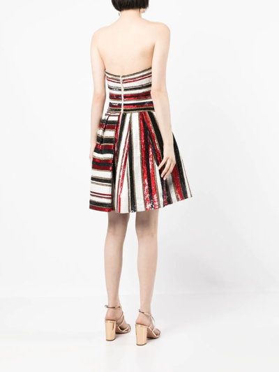 Shop Zuhair Murad Sequinned Stripe-print Mini Dress In Rot