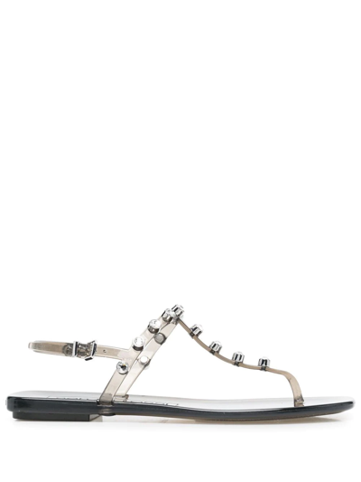 Shop Sergio Rossi Jelly Crystal-embellished Sandals In Grau
