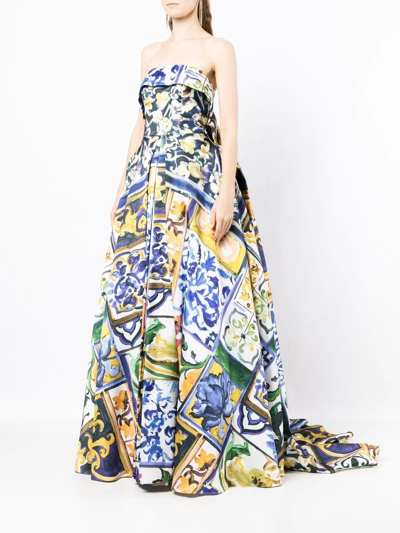 Shop Isabel Sanchis Altamoda Patterned Ball Gown In Mehrfarbig