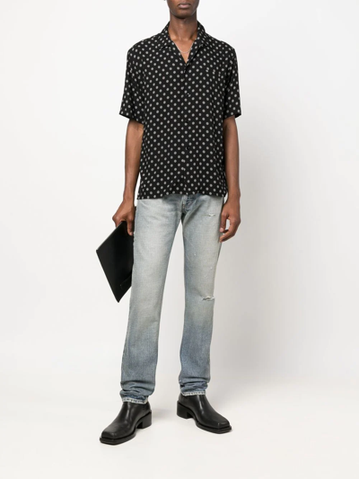 Shop Saint Laurent Abstract-print Short-sleeve Shirt In Schwarz