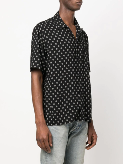 Shop Saint Laurent Abstract-print Short-sleeve Shirt In Schwarz