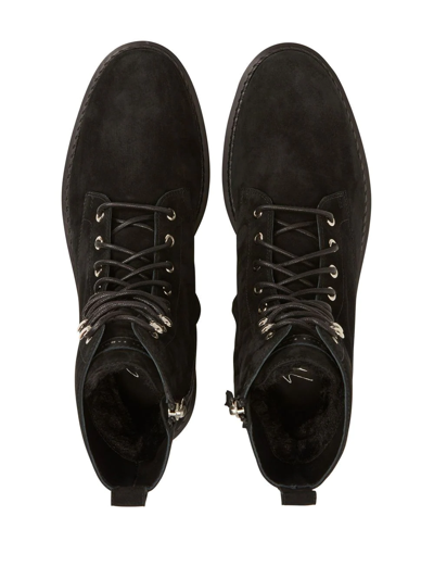 Shop Giuseppe Zanotti Bassline Suede Cargo Boots In Black