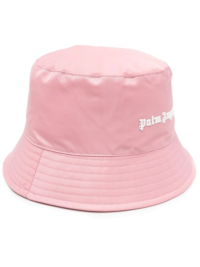 Palm Angels Classic Logo-embroidered Woven Bucket Hat In Rosa