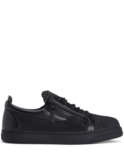 Shop Giuseppe Zanotti Frankie Textured Low-top Sneakers In Black