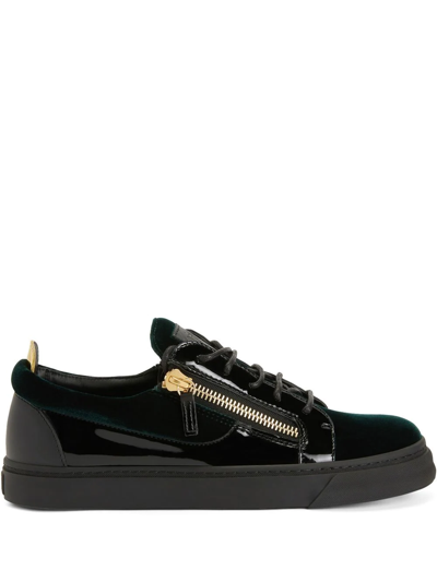 Shop Giuseppe Zanotti Frankie Velvet Low-top Sneakers In Green