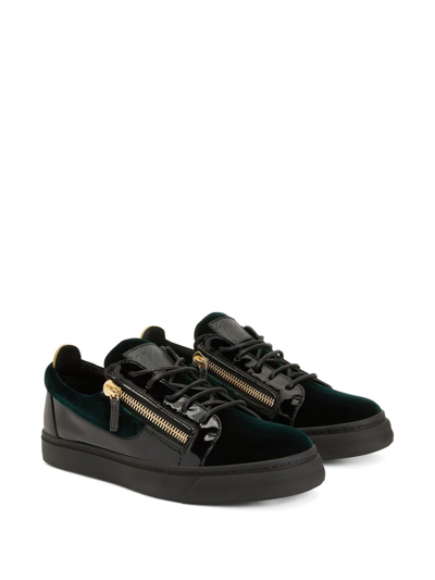 Shop Giuseppe Zanotti Frankie Velvet Low-top Sneakers In Green