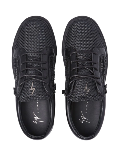 Shop Giuseppe Zanotti Frankie Textured Low-top Sneakers In Black