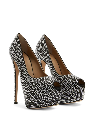 Shop Giuseppe Zanotti Sharon 140mm Rhinestone-embellished Heels In Black