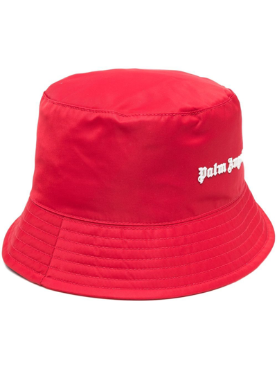 Shop Palm Angels Logo Lettering Bucket Hat In Red