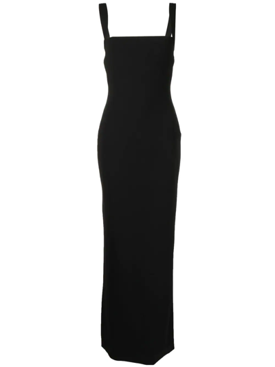 Shop Solace London Square-neck Sleeveless Gown In Schwarz