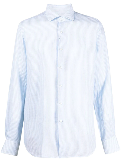 Shop Dell'oglio Button-up Linen Shirt In Blau
