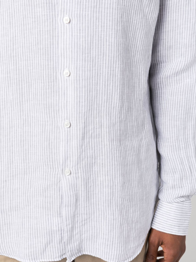 Shop Dell'oglio Striped Button-up Linen Shirt In Grau