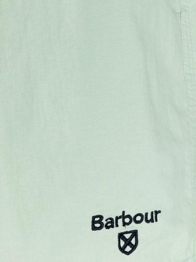 Shop Barbour Logo-print Swim Shorts In Grün
