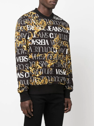 Shop Versace Jeans Couture Barocco Logo-print Sweatshirt In Schwarz