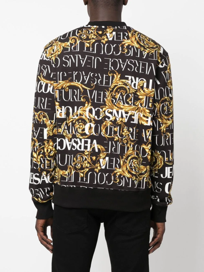 Shop Versace Jeans Couture Barocco Logo-print Sweatshirt In Schwarz