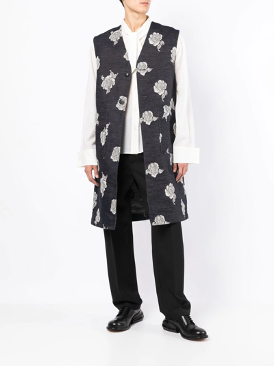 Onefifteen X Anowhereman Patterned Jacquard Waistcoat In Blue