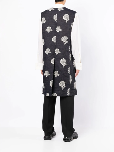 Onefifteen X Anowhereman Patterned Jacquard Waistcoat In Blue